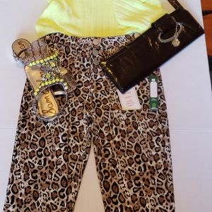 Like new leopard print pants, size 7 or size 1, women's pants, jeans, slacks